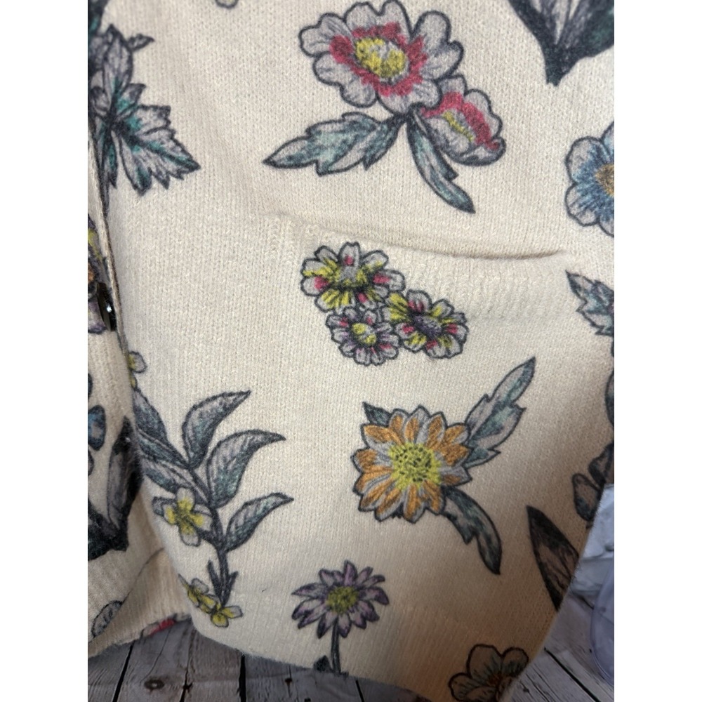 Women Floral/Botanical Wool/Cotton XL Button Front Cardigan Earthtone WIldflower - Picture 5 of 8